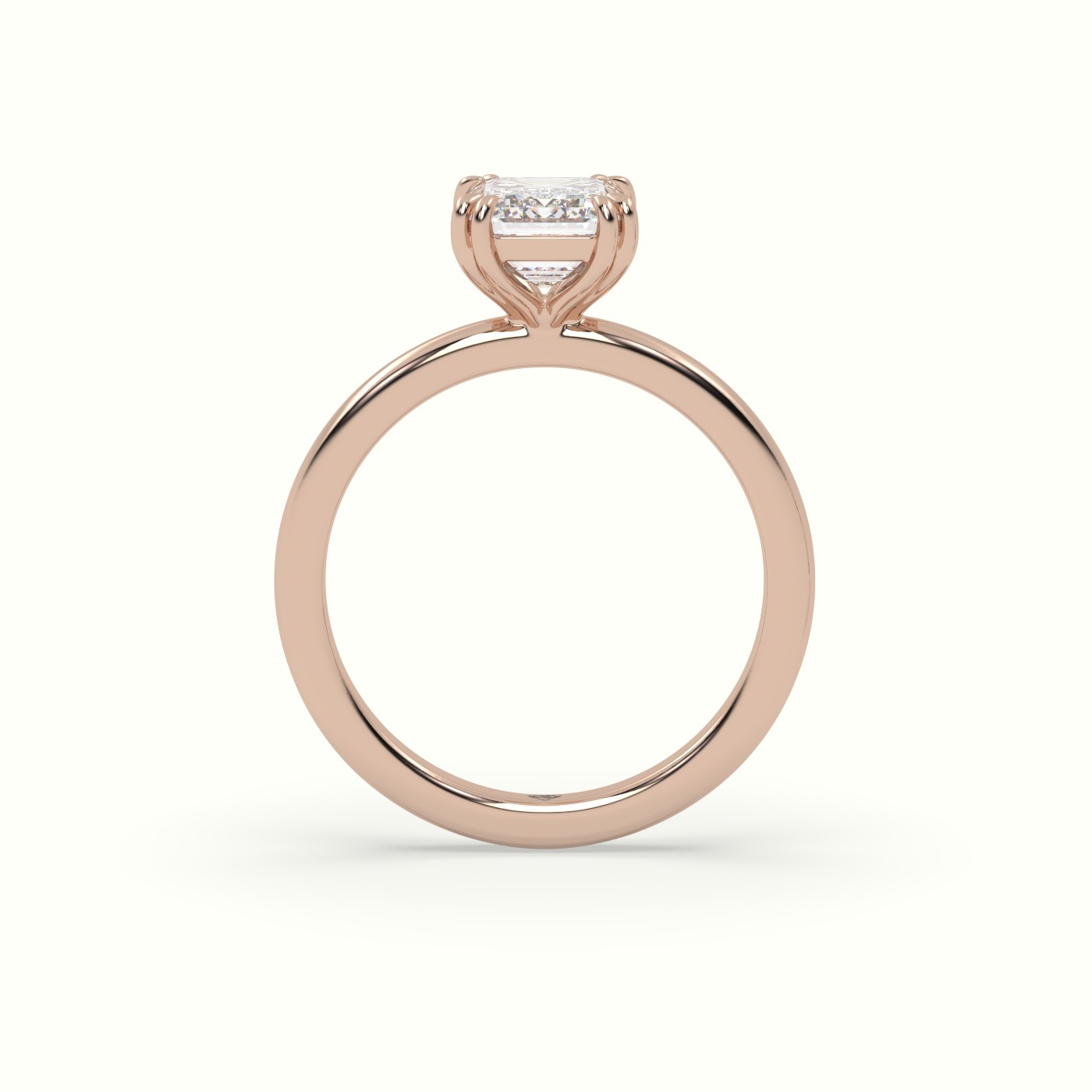 18K Rose Gold Emerald Cut Diamond Solitaire Engagement Ring