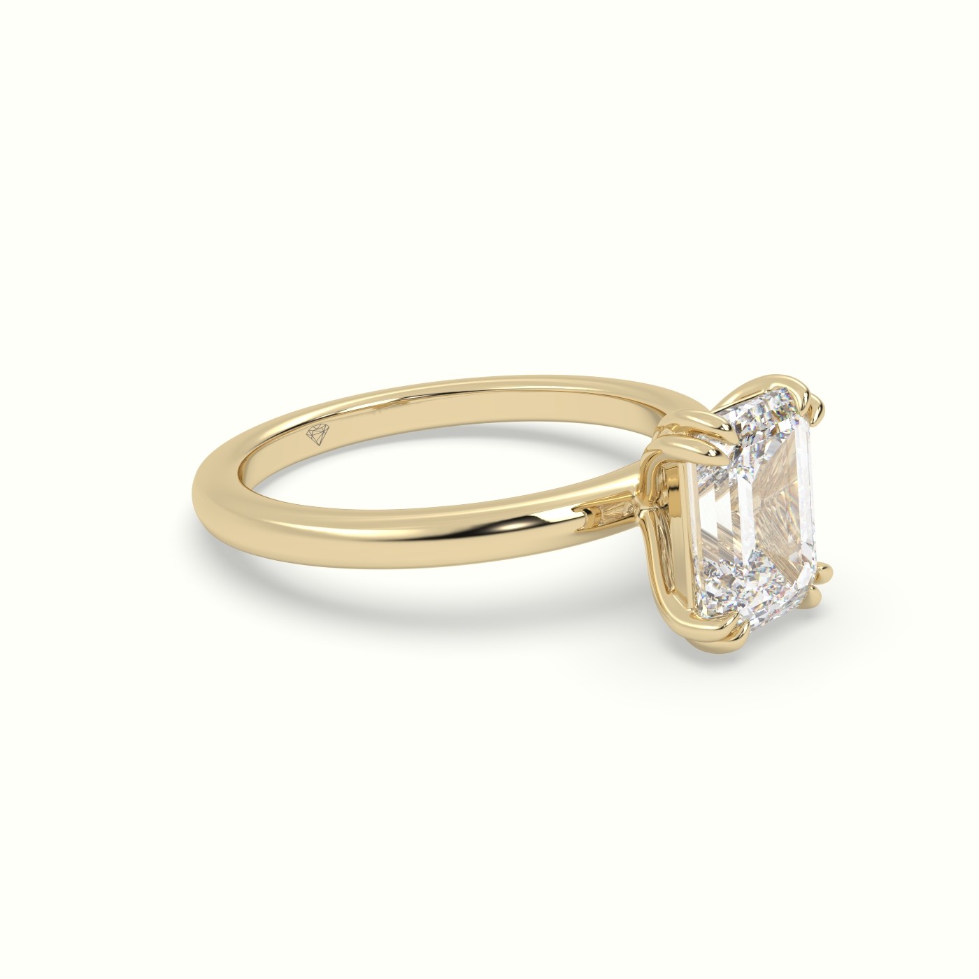 18K Yellow Gold Emerald Cut Diamond Solitaire Engagement Ring