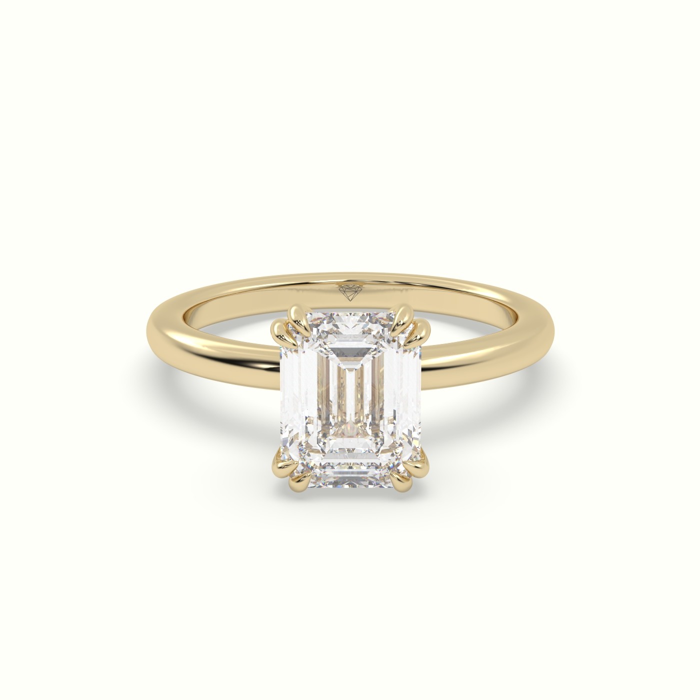 18K Yellow Gold Emerald Cut Diamond Solitaire Engagement Ring