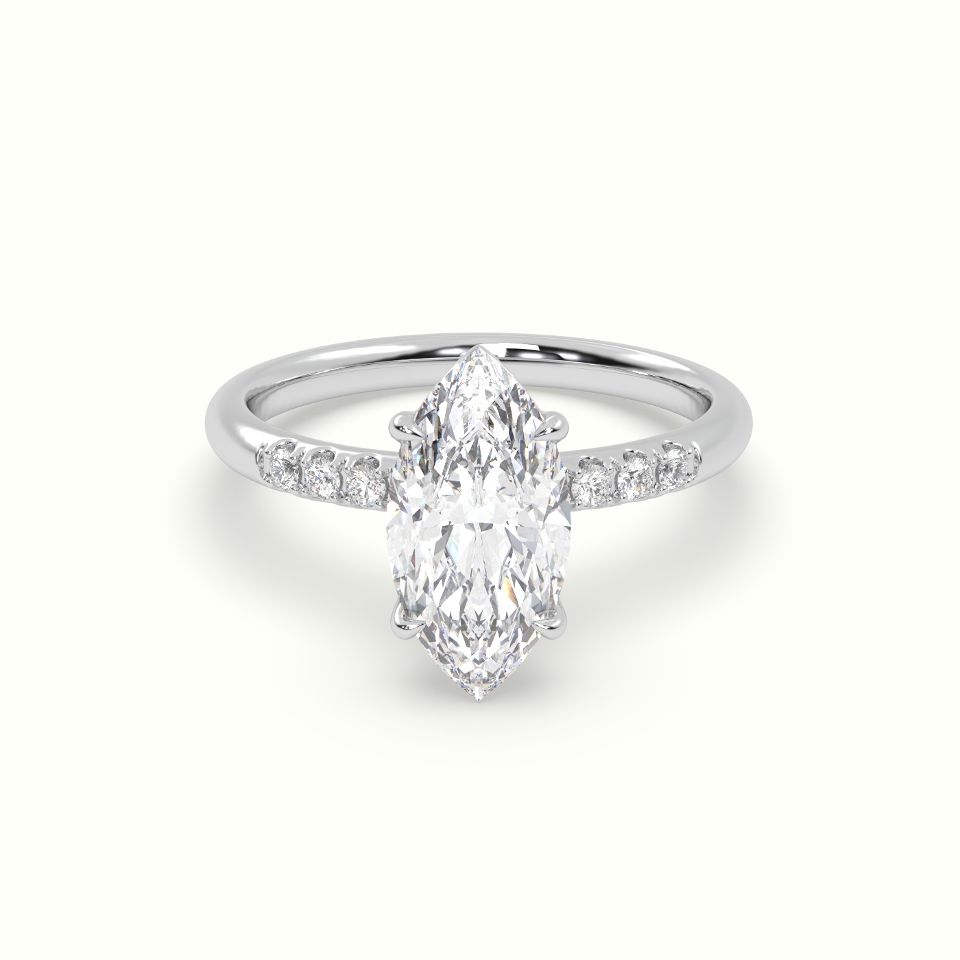 18K White Gold Marquise Cut Diamond Pave Engagement Ring