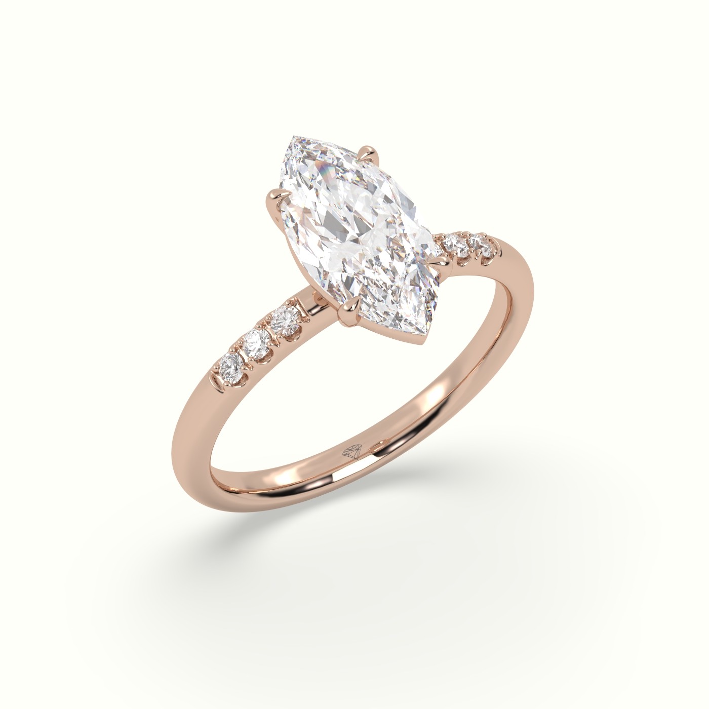 18K Rose Gold Marquise Cut Diamond Pave Engagement Ring