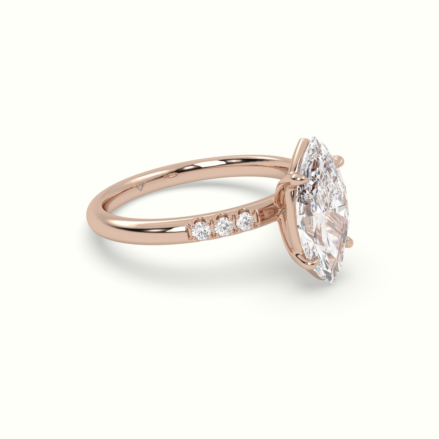 18K Rose Gold Marquise Cut Diamond Pave Engagement Ring