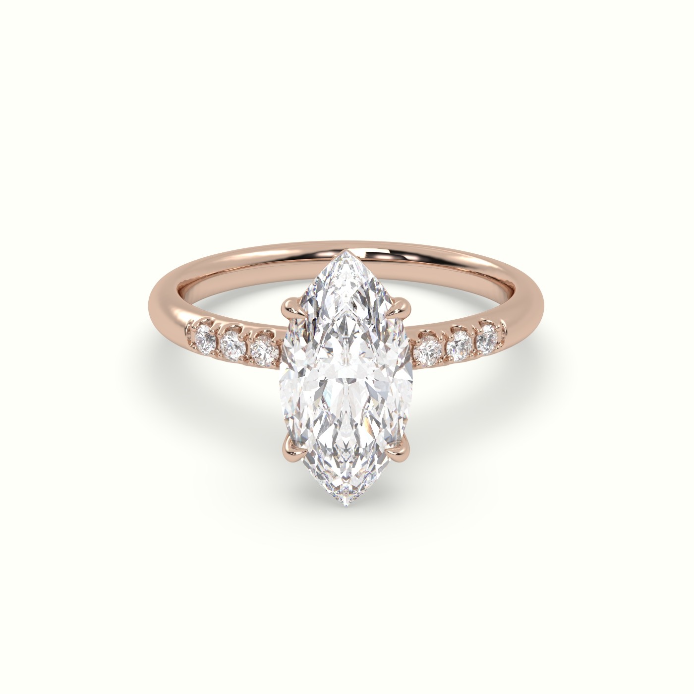 18K Rose Gold Marquise Cut Diamond Pave Engagement Ring