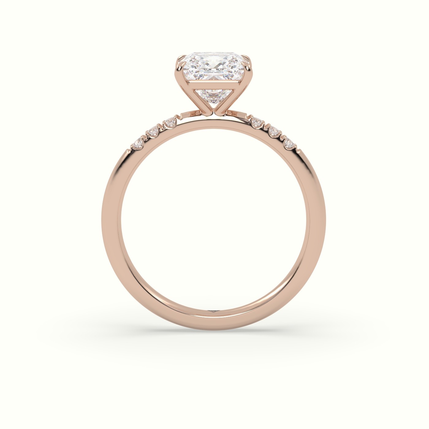 18K Rose Gold Princess Cut Diamond Pave Engagement Ring