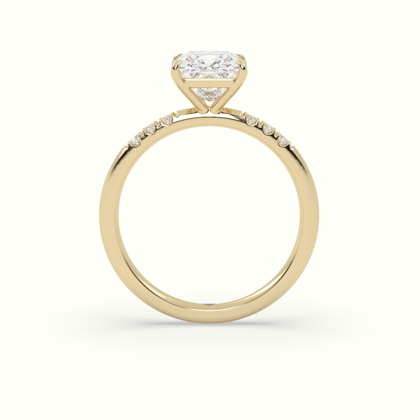 18K Yellow Gold Princess Cut Diamond Pave Engagement Ring