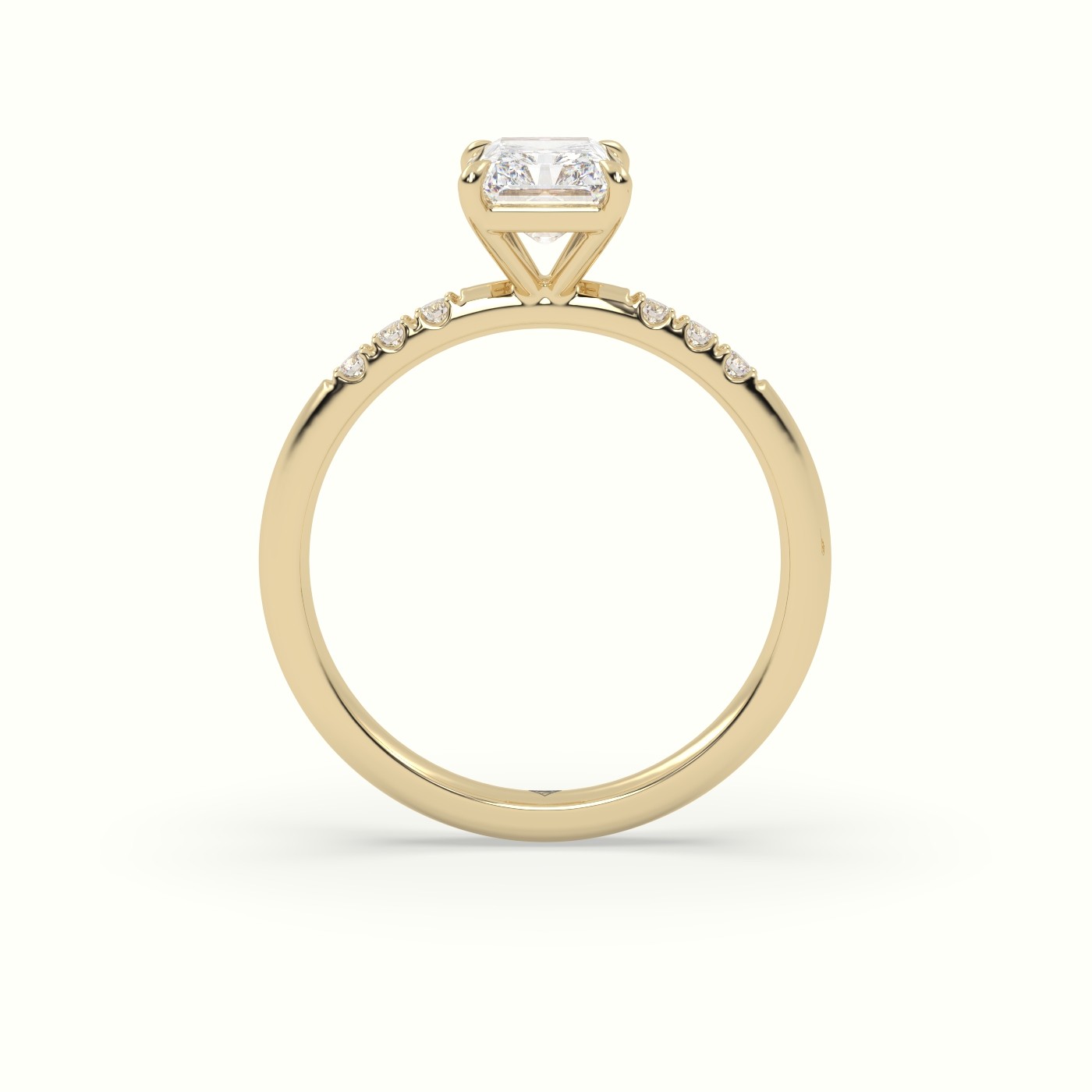 18K Yellow Gold Radiant Cut Diamond Pave Engagement Ring