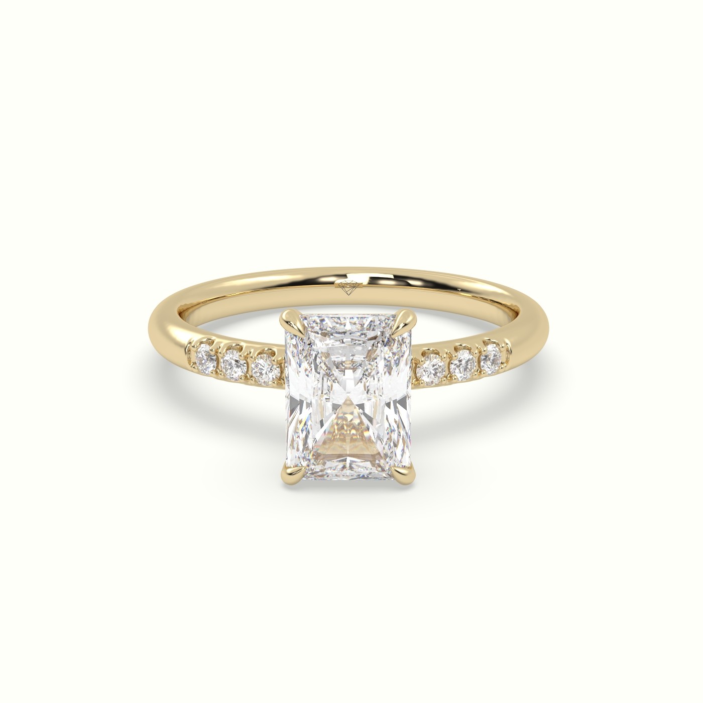 18K Yellow Gold Radiant Cut Diamond Pave Engagement Ring