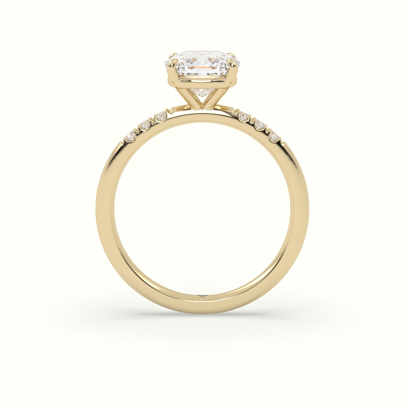 18K Yellow Gold Cushion Cut Diamond Pave Engagement Ring
