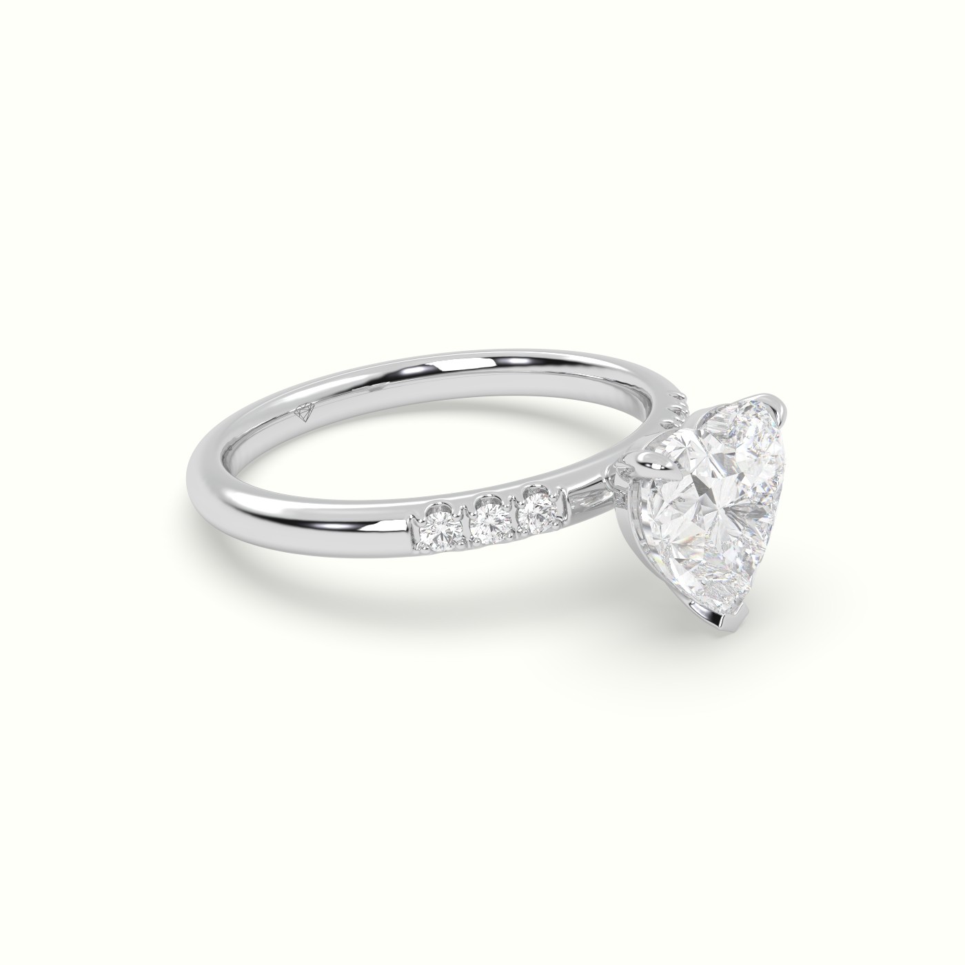 18K White Gold Heart Cut Diamond Pave Engagement Ring