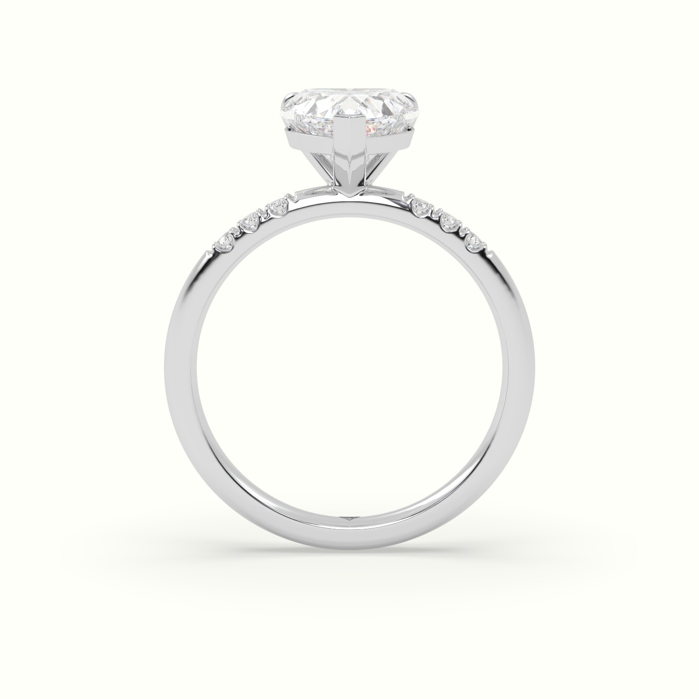 18K White Gold Heart Cut Diamond Pave Engagement Ring