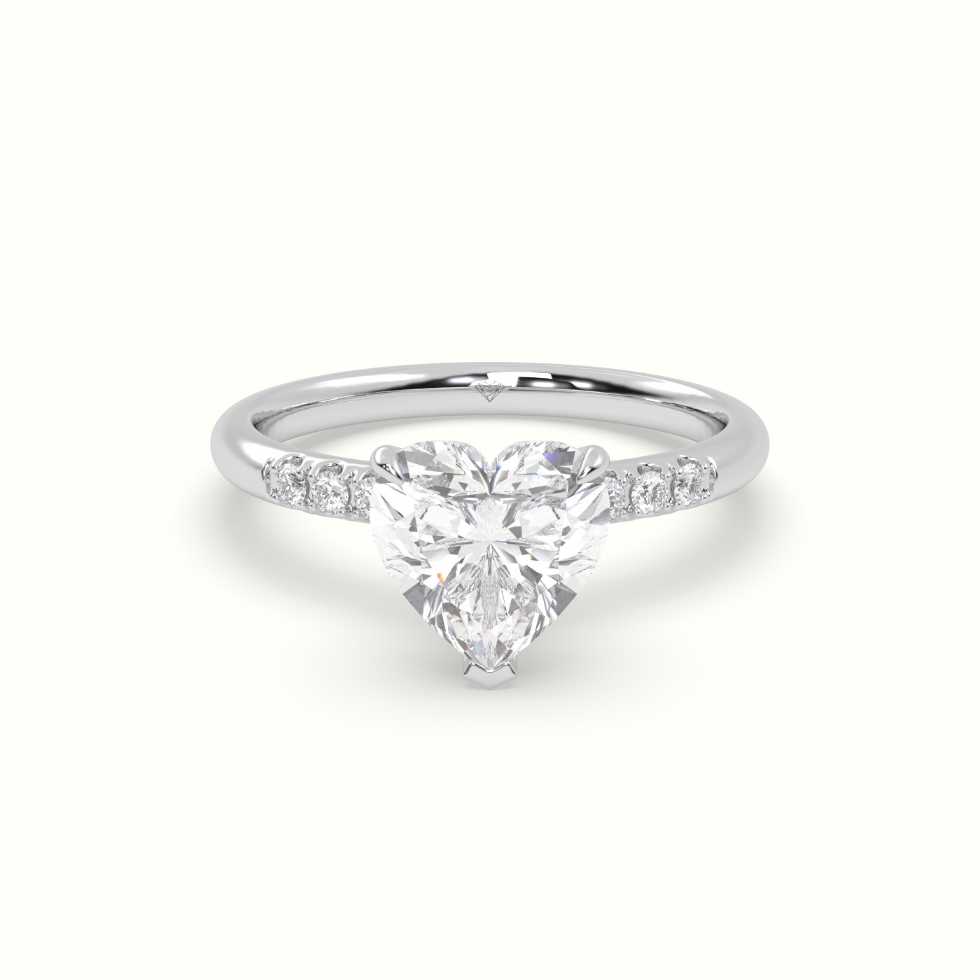 18K White Gold Heart Cut Diamond Pave Engagement Ring