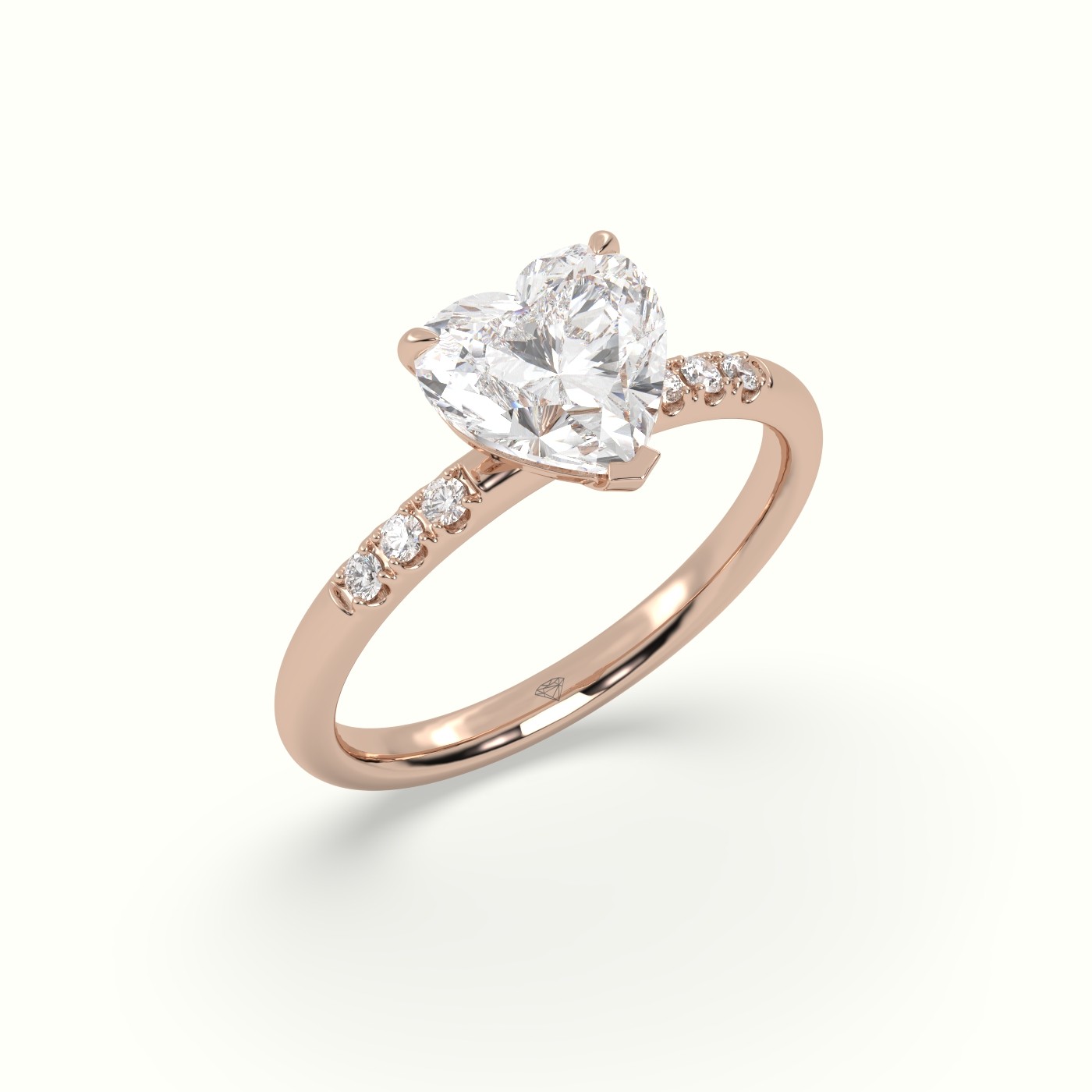 18K Rose Gold Heart Cut Diamond Pave Engagement Ring