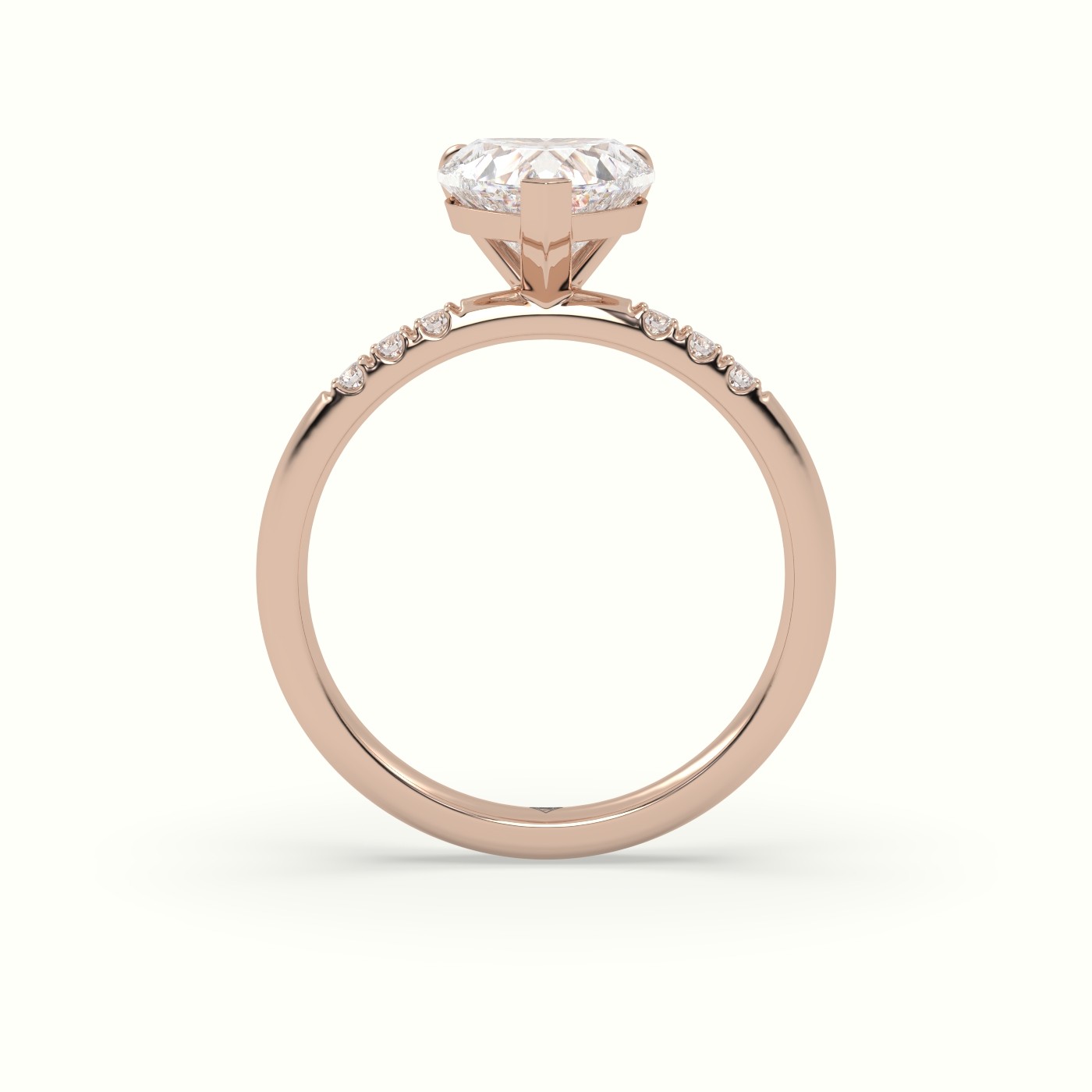 18K Rose Gold Heart Cut Diamond Pave Engagement Ring