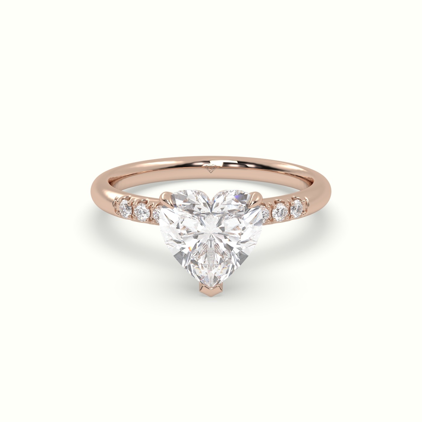 18K Rose Gold Heart Cut Diamond Pave Engagement Ring
