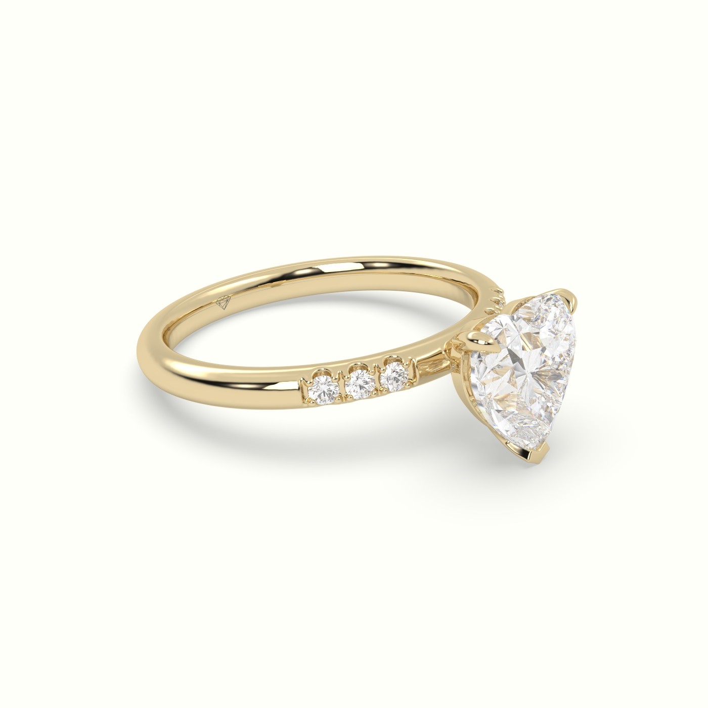 18K Yellow Gold Heart Cut Diamond Pave Engagement Ring