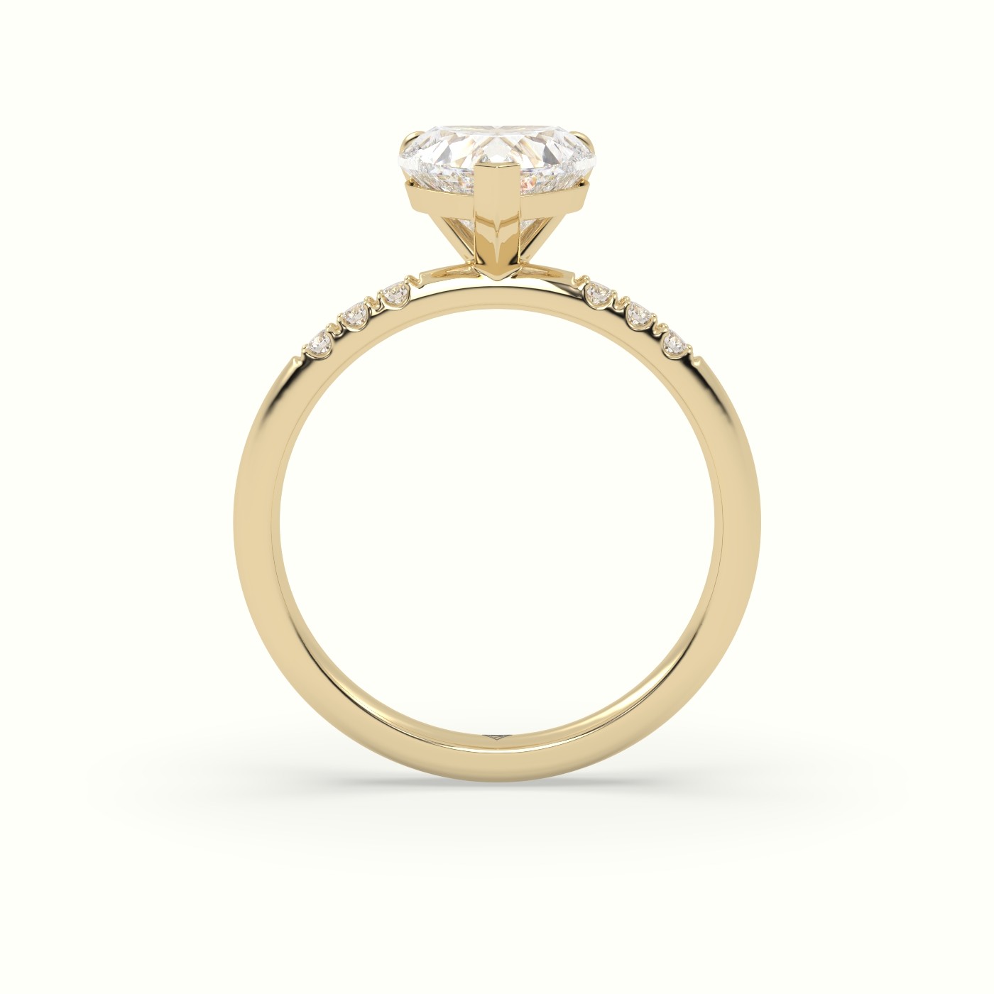 18K Yellow Gold Heart Cut Diamond Pave Engagement Ring