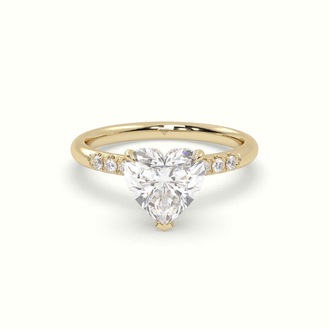 18K Yellow Gold Heart Cut Diamond Pave Engagement Ring