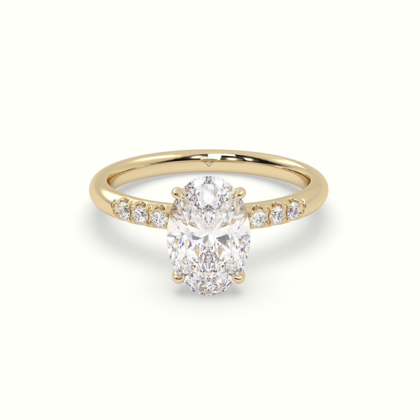 18K Yellow Gold Oval Cut Diamond Pave Engagement Ring