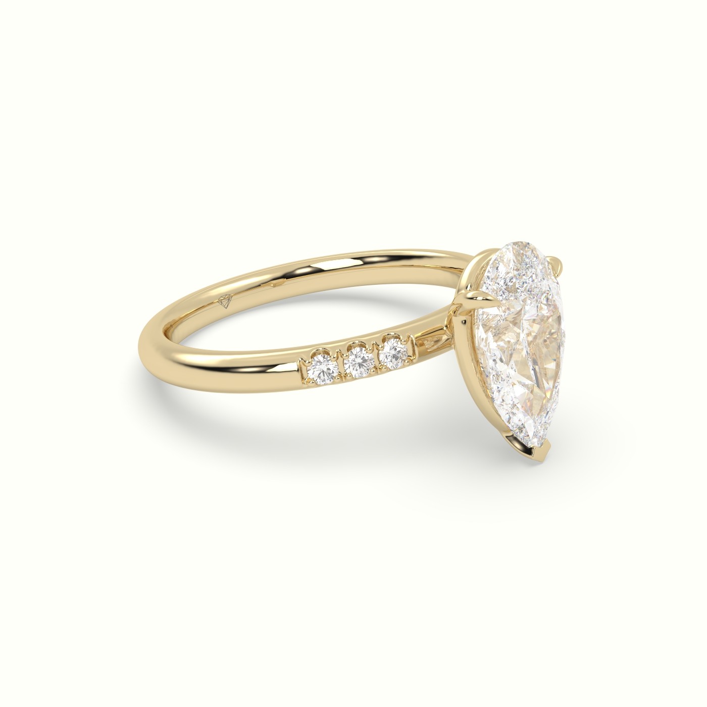 18K Yellow Gold Pear Cut Diamond Pave Engagement Ring