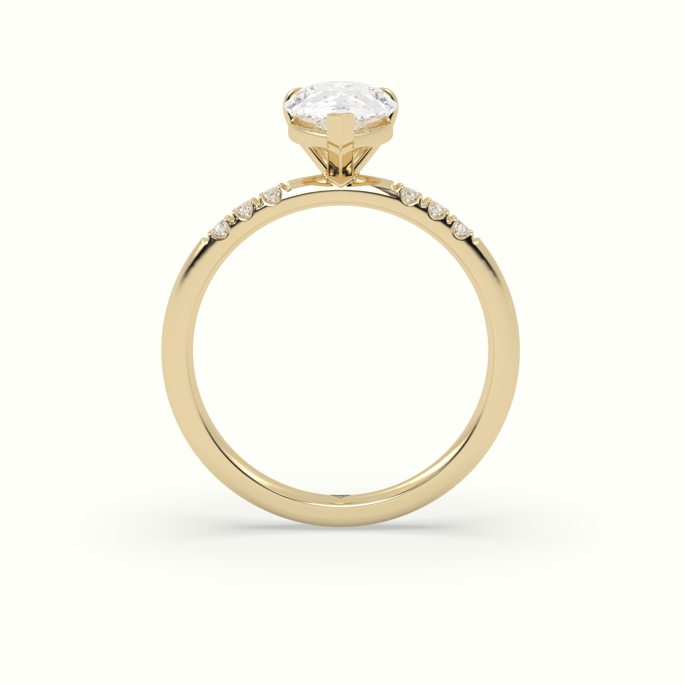 18K Yellow Gold Pear Cut Diamond Pave Engagement Ring
