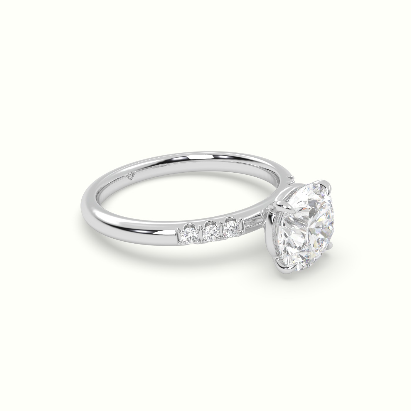 18K White Gold Round Cut Diamond Pave Engagement Ring