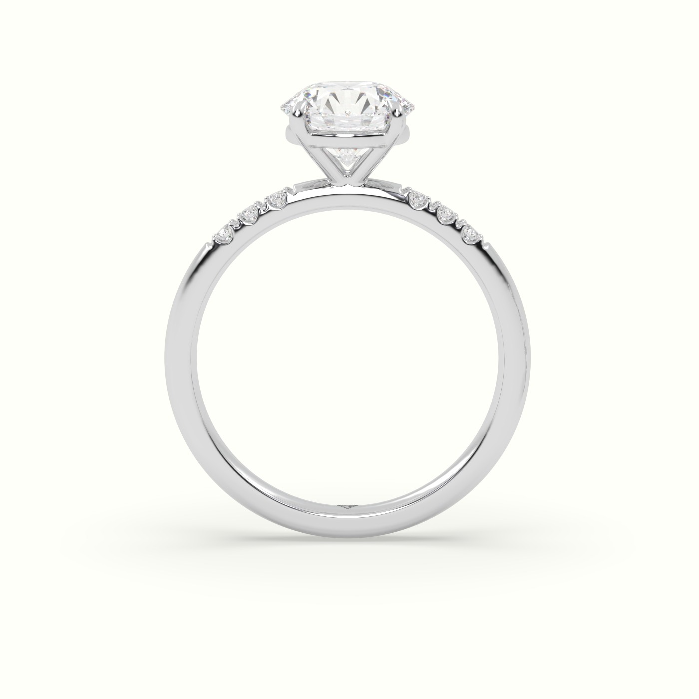 18K White Gold Round Cut Diamond Pave Engagement Ring
