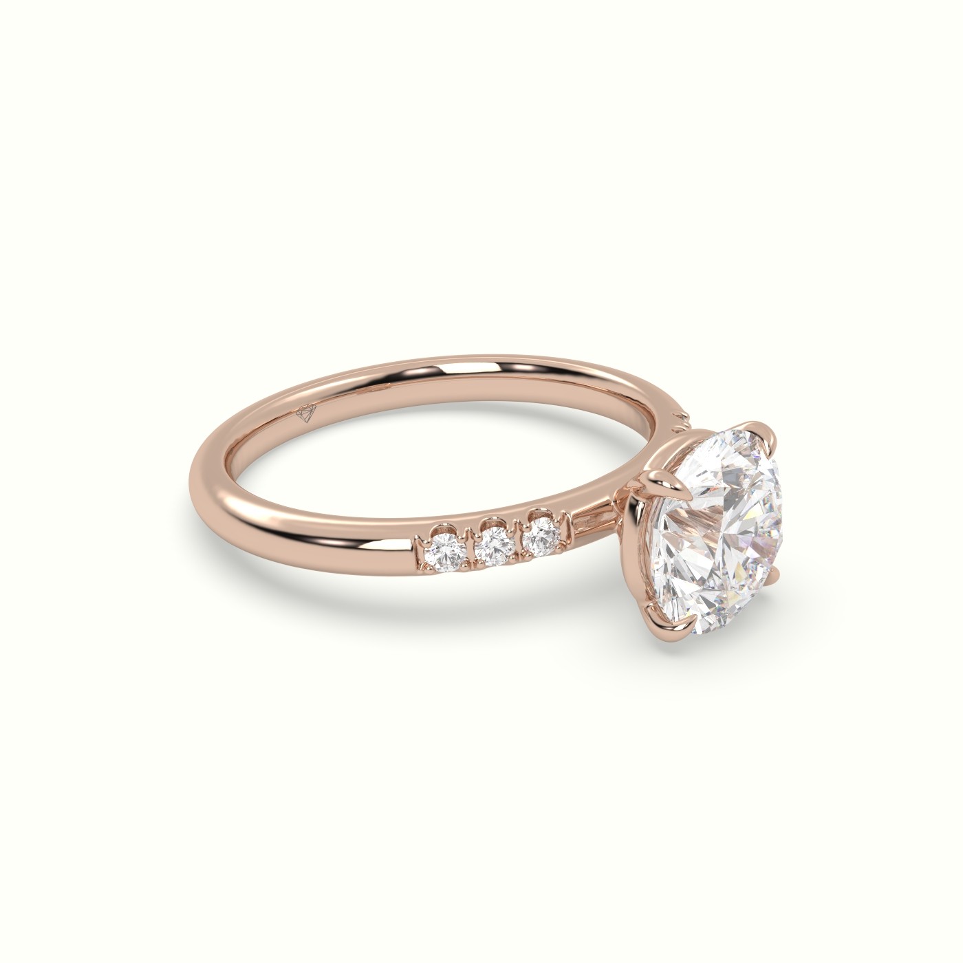 18K Rose Gold Round Cut Diamond Pave Engagement Ring