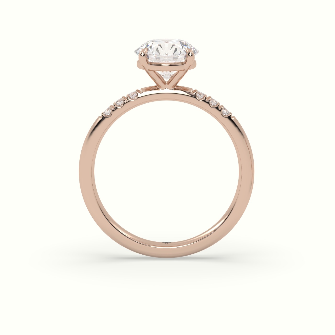 18K Rose Gold Round Cut Diamond Pave Engagement Ring