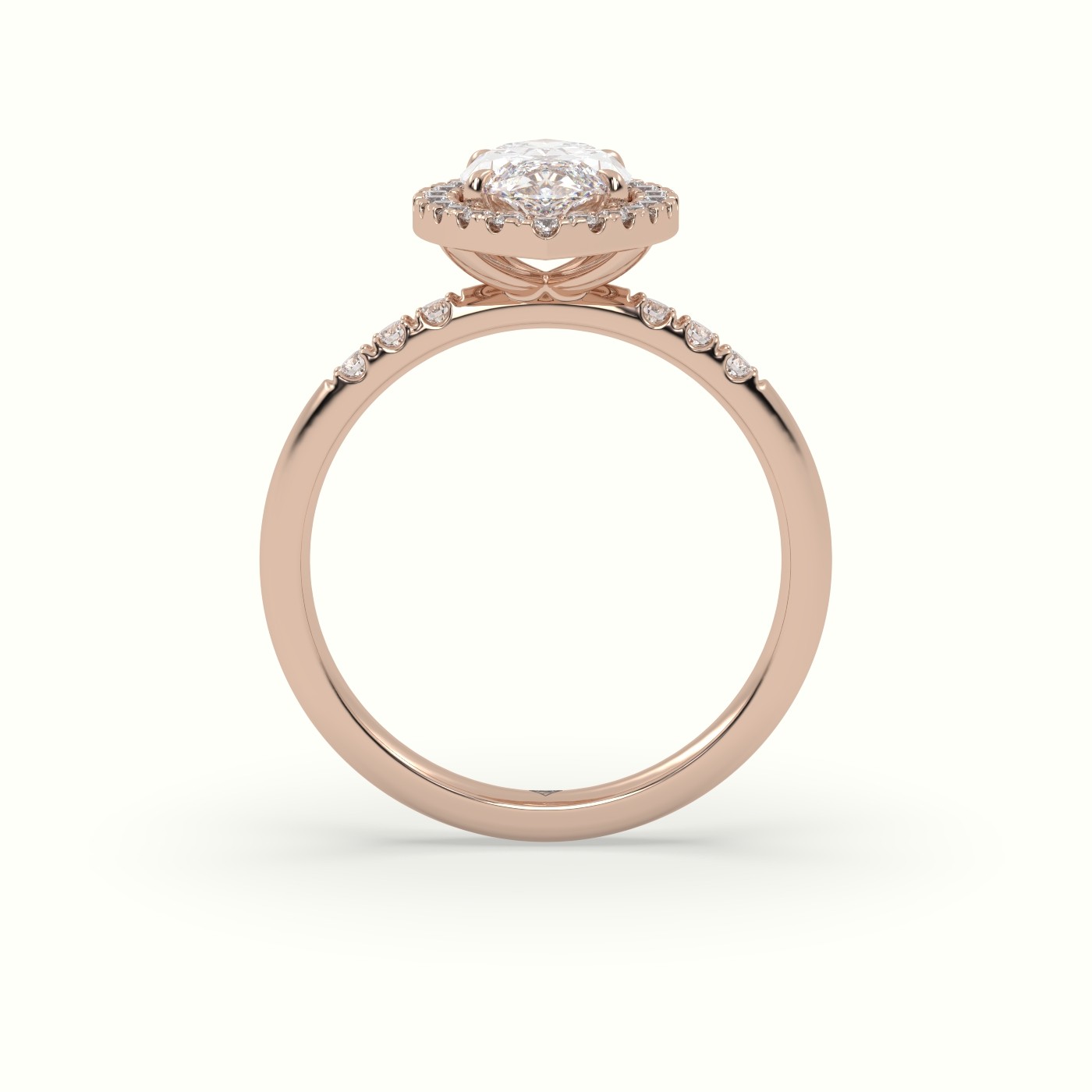 18K Rose Gold Marquise Cut Diamond Halo Engagement Ring